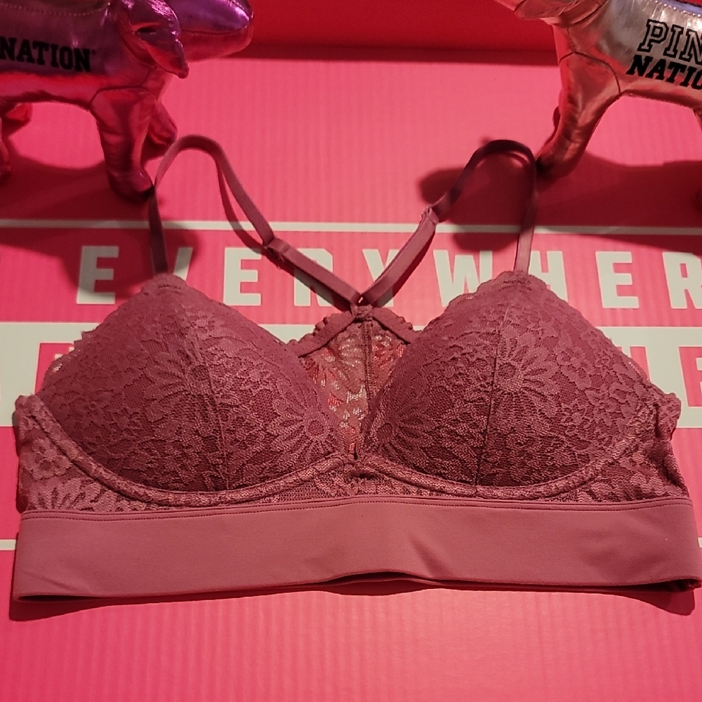 PINK Victoria's Secret Dusty Rose Lace Bralette